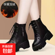 真軟皮馬丁靴2025新款春秋單靴厚底內增高短靴子耐看英倫風(fēng)靴子女 黑色加絨 38