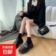 英倫風(fēng)小皮鞋女厚底粗跟樂(lè )福鞋 黑色 40 (250mm)