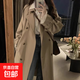 春秋款純色風(fēng)衣外套女寬松百搭雙排扣小個(gè)子中長(cháng)款學(xué)院風(fēng)jk大衣 卡其-長(cháng)款 M （110-130斤）