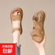 百搭軟底涼鞋女士夏季外穿2025年新款超火防滑舒適平底時(shí)尚羅馬鞋 卡其色 37
