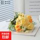 小清新玫瑰花束仿真花桌面擺件客廳塑料花假花人禮物裝飾擺設 玫瑰組合黃31cm1束7叉