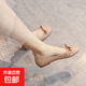 2025春夏季新款豆豆鞋女夏舒適平底豆豆單鞋透氣夏款軟底小皮鞋 杏色 38
