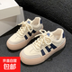 厚底德訓(xùn)小白鞋女鞋2025新款春秋爆款百搭休閑板鞋帆布鞋運(yùn)動單鞋 藍(lán)色 40