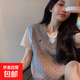 學(xué)院風(fēng)復古毛衣背心女秋冬寬松麻花針織馬甲疊穿無(wú)袖坎肩馬甲上衣 灰色 均碼 【80-145斤】