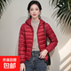 中青年輕薄羽絨棉服女短款秋冬季新款連帽輕便薄款外套上衣羽絨棉 酒紅色 809 2XL 建議90-110斤
