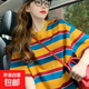美式ins超火港風(fēng)復(fù)古條紋撞色t恤男女夏季小個(gè)子短袖上衣CY 橙色條紋【高品質(zhì)】 M  建議100-115斤