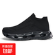 百搭多彈力襪子鞋男女透氣網(wǎng)鞋輕便軟底休閑運動(dòng)鞋一腳蹬走路鞋 932全黑 男女同款 40