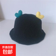 嬰兒寶寶帽子可愛(ài)超萌春秋針織兒童漁夫帽韓版男女童潮秋冬嬰幼兒 黑色-愛(ài)心耳朵漁夫帽 帽圍46-50cm/年齡1歲-3歲