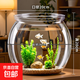桌面魚缸家用透明耐摔客廳辦公室桌面金魚水培綠植小型生態(tài)造景缸 大號  桌面生態(tài)魚缸
