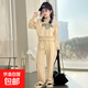 女童衛衣套裝春秋女孩中大童洋氣時(shí)髦2025新款兒童運動(dòng)春裝兩件套 XJS-A155【杏色套裝】春秋款 140cm