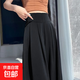 2025新款春秋夏新款高腰西裝闊腿褲垂感休閑拖地褲收腹褲高級感 黑色(整件燙) L 【建議110-120斤】