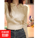 2025秋冬新款女溫柔風(fēng)軟糯奶系小個(gè)子打底灰色針織衫毛衣內搭上衣 杏色 均碼