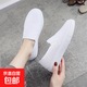 春夏季一腳蹬帆布小白鞋女防滑學(xué)生厚底懶人鞋老北京布鞋女護士鞋 白色 單層 【181】 38