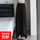 2025山本褲女夏春秋大碼高腰垂感小個(gè)子寬松bf慵懶百搭風(fēng)闊腿褲 黑色【有口袋】 M M【建議80-100斤】