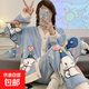 睡衣女秋冬新款套裝2025年卡通保暖家居服女v領(lǐng)寬松加絨加厚套裝 藍(lán)色 【加絨保暖抗起球】 L 【推薦80-115斤】
