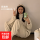日系風(fēng)睡衣女秋冬可外穿韓版加厚珊瑚絨甜美休閑加絨法蘭絨居家服 米色 L