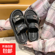 2025夏秋新款休閑百搭厚底舒適增高拖鞋一字沙灘涼拖鞋女外穿時(shí)尚 黑色 36 -37