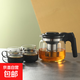 茶把機專(zhuān)用泡茶壺耐高溫玻璃保溫家用茶水分離沖茶壺大容量茶具 1300ml花茶壺+4個(gè)蓮花杯
