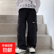 男童褲子春秋兒童春裝休閑長(cháng)褲2025新款中大童春季炸街純棉工裝褲 DD-B166【黑色】春秋款 170