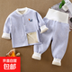 寶寶加絨套裝兒童無(wú)骨高腰保暖內衣嬰兒加厚春秋男女睡衣秋冬f74 淺藍色尚衣方套裝 90