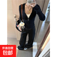 早秋韓系黑白撞色內搭打底衫長(cháng)袖t恤女假兩件小眾設計感修身上衣 黑色 優(yōu)質(zhì)版 S 建議80-100斤