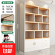 實(shí)木書(shū)架置物架格子柜落地家用書(shū)柜展示架一體靠墻客廳儲物柜 實(shí)木板芯【兩門(mén)兩抽】白色140
