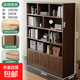 家用客廳落地置物柜一體靠墻儲物收納架多層書(shū)架展示柜實(shí)木色書(shū)柜 【三門(mén)款】深胡桃色120cm 【加厚實(shí)木板芯/結實(shí)耐用】