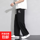 休閑褲男士寬松潮流青少年初高中大碼運動(dòng)衛褲夏天黑色百搭直筒褲 小鱷魚(yú)黑色 3XL