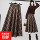 春夏格子半身裙女復古新款大碼中長(cháng)款a字裙大擺裙高腰顯瘦長(cháng)裙潮 圖片色 2XL 2XL【建議130-145斤】