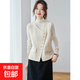 小香風(fēng)肌理感斜襟針織馬甲女疊穿無(wú)袖背心外搭坎肩外套上衣 MF45 米白色 XL