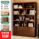 家用客廳落地置物柜一體靠墻儲物收納架多層書(shū)架展示柜實(shí)木色書(shū)柜 【四門(mén)款】深胡桃色140cm 【加厚實(shí)木板芯/結實(shí)耐用】