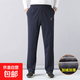 秋冬季褲子男加絨運動(dòng)褲男中老年人棉褲男士休閑褲保暖直筒長(cháng)褲男 深藍色 3XL 大號-180斤內穿