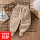 兒童加絨棉褲冬天加厚燈芯絨運動(dòng)褲一體絨兒童長(cháng)褲男女童休閑褲 米白色（一體絨） 120 cm