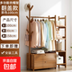 家用衣帽架 臥室落地掛包架多功能置衣架帶抽屜儲物收納衣服架 翻蓋款茶色【100cm】
