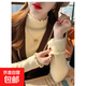 加絨加厚毛衣女冬季新款百搭半高領(lǐng)木耳邊秋針織冬打底衫內搭上衣 杏色 均碼