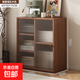 實(shí)木芯書(shū)架落地置物架客廳展示柜書(shū)柜家用一體靠墻收納儲物架組合 雪松木色_移動(dòng)雙門(mén)60CM_生態(tài)板