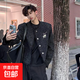 夏黑色墊肩小香風(fēng)外套男款春季高級感痞帥男模穿搭cleanfit短款夾 黑色 【秒發(fā)】 XL