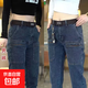 男士牛仔褲秋冬新款六兜彈力潮流直筒多口袋工裝六袋牛仔褲男褲 藍灰色 33
