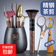 茶道六君子套裝功夫茶具配件用品大全茶剪功夫泡茶工具茶桌擺件 1-黑陶天福茶道瓶+佛手六配件+梅花剪刀