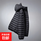 冬裝超輕薄款羽絨服男士短款加肥加大碼超輕便中老年爸爸胖子特大 黑色連帽 2XL