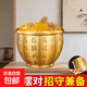 招財百福銅缸純黃銅聚寶盆擺件米缸客廳冰箱上家居聚財小銅盆 9.5cm雕刻百福缸-滿(mǎn)缸水晶套裝
