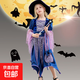 萬(wàn)圣節兒童服裝女童巫婆連衣裙cosplay化妝舞會(huì )演出服女巫公主裙 如圖（送帽子+糖果袋+魔法棒） 120 碼