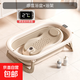 嬰兒洗澡盆兒童浴盆大號寶寶可折疊可坐可躺洗澡神器新生兒童用品 【觸屏感溫】淺咖色+浴架