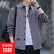 免燙長(cháng)袖襯衫男士秋季休閑工裝韓版襯衣寬松版上衣外套潮百搭 深灰色 XL 【建議115-130斤】