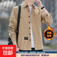 大碼長(cháng)袖襯衫男秋冬季潮流百搭工裝襯衣男士寬松休閑襯衫外套男潮 【工廠(chǎng)直銷(xiāo)清倉撿漏】C0506加絨卡其色 2XL 建議體重130-140斤可穿