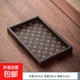 高檔復古茶盤(pán)胡桃色首飾長(cháng)方形輕奢木質(zhì)收納酒杯茶水文玩茶盤(pán)托盤(pán) 胡桃木色【皮質(zhì)茶托盤(pán)】小號