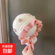 寶寶秋冬帽子秋冬季嬰兒公主兒童護耳可愛(ài)超萌毛線(xiàn)帽針織女童新款 奶白色配粉色-棉內襯 參考3個(gè)月-18個(gè)月（42-48cm）