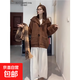 慵懶風(fēng)軟糯連帽長(cháng)袖針織毛衣外套女秋冬寬松中長(cháng)款設計感開(kāi)衫上衣 4404咖色 M  【建議96斤-110斤】