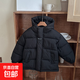 2025中大童新款男女童加厚棉服洋氣連帽外套寶寶韓版保暖冬季棉襖 黑色 160 適合身高145-155cm