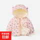 兒童羽絨棉服加絨加厚連帽穿棉襖男女寶寶嬰幼兒中小童裝棉衣外套 粉紅色 100 建議身高80-90cm